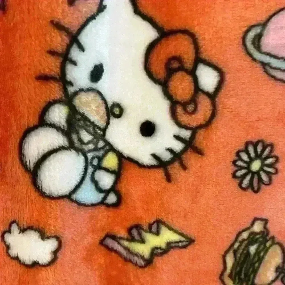 Hello Kitty Orange Cloud Hamburger Soft Throw Blanket 60x70 NEW